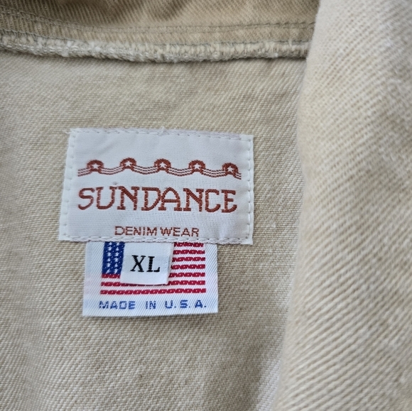 VTG Sundance Khaki Blazer Jacket Women XL Beige Long Sleeve Western Barn Chore - Picture 8 of 15